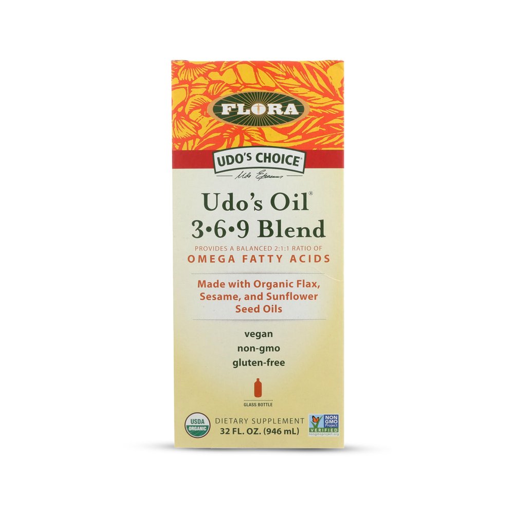 Flora Health UDOs Oil Omega 3-6-9 32 Oz Supplement | Organic | Plant Based | Vegan Fish Oil Alternative | Blend of Flaxseed, Coconut, Evening Primrose & More