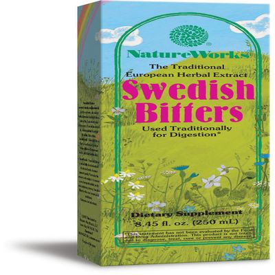 NatureWorks Swedish Bitters Traditional European Herbal Extract Used for Digestion, Brown, 8.45 Fl Oz