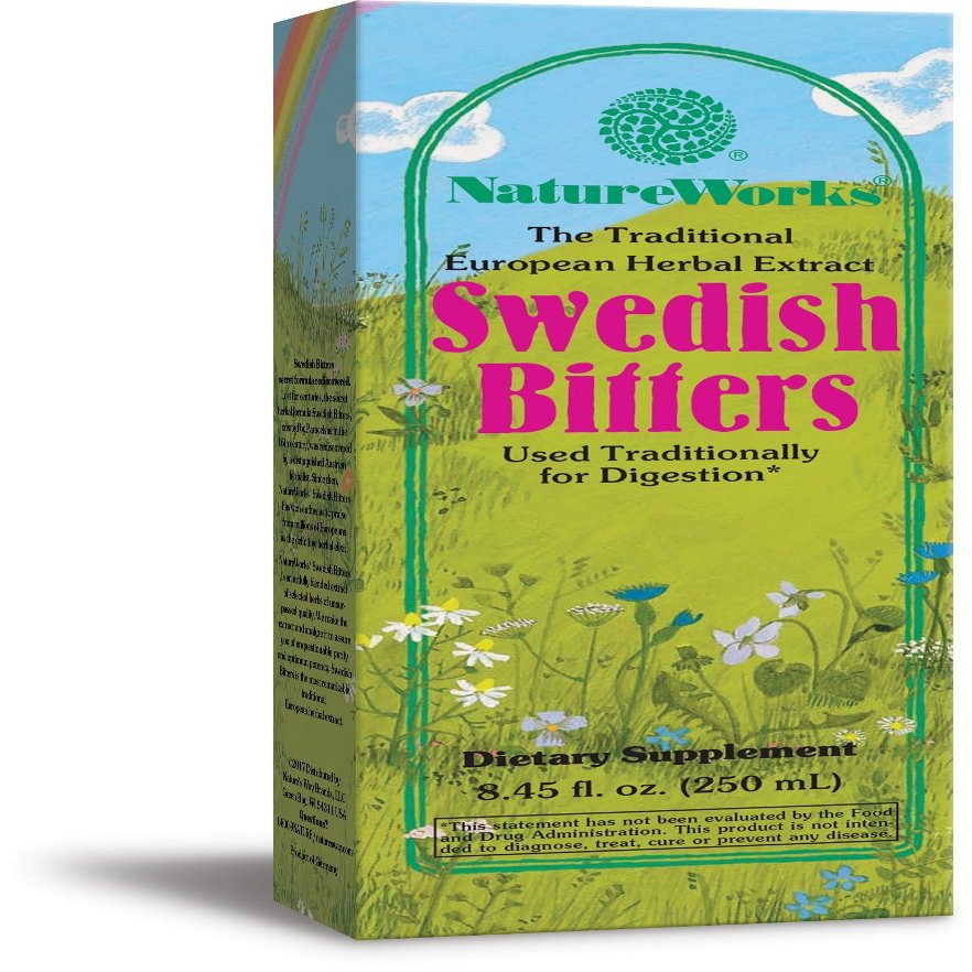NatureWorks Swedish Bitters Traditional European Herbal Extract Used for Digestion, Brown, 8.45 Fl Oz