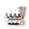 Hawaiian Shaved Ice Syrup Assortment with 3 - 16oz Bottles, 25 Snow Cone Cups, 25 Spoon Straws, and 3 Pouring Spouts. Flavors: Cherry, Blue Raspberry, and Grape. Allergy-friendly. view 1