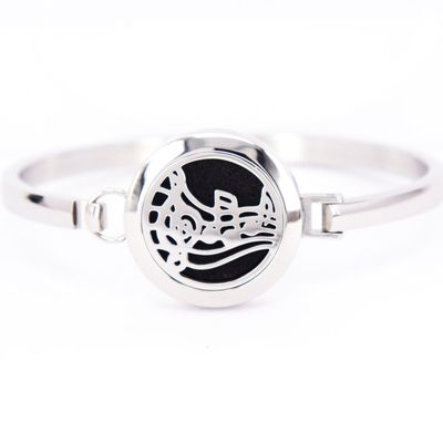 Mesinya Girls Boys 1''(25mm) Music Notes Aromatherapy /316L s.steel Essential Oils Diffuser Locket bracelet bangle (Style 5)
