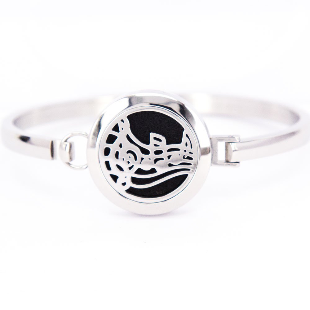 Mesinya Girls Boys 1''(25mm) Music Notes Aromatherapy /316L s.steel Essential Oils Diffuser Locket bracelet bangle (Style 5)
