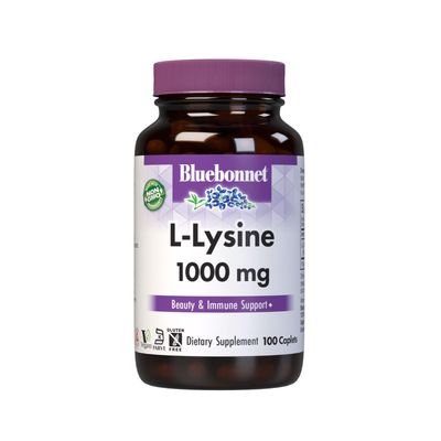 BlueBonnet L-Lysine 1000mg Essential Amino Acids Supplement - Immune & Collagen Support Supplements for Women & Men - Non-GMO, Vegan & Gluten-Free - 1000 mg L Lysine Per Serving - 100 Caplets