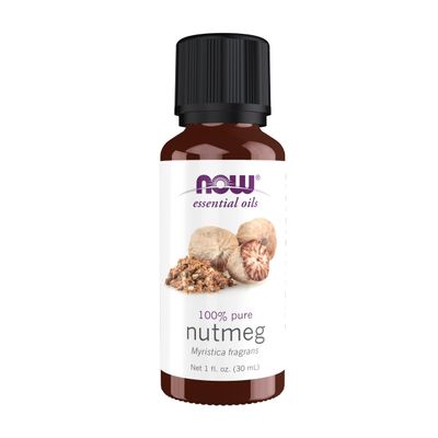 NOW Essential Oils, Nutmeg Oil, Energizing Aromatherapy Scent, Steam Distilled, 100% Pure, Vegan, Child Resistant Cap, 1-Ounce