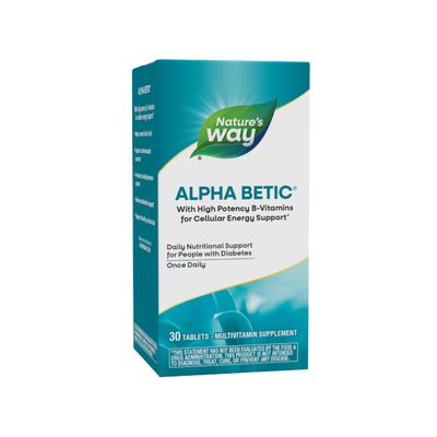 Nature's Way alpha betic, Diabetic Multivitamin for Daily Nutritional Support, with B-Vitamins for Energy Metabolism Support*, Alpha Lipoic Acid, Taurine, Lutein, 30 Tablets
