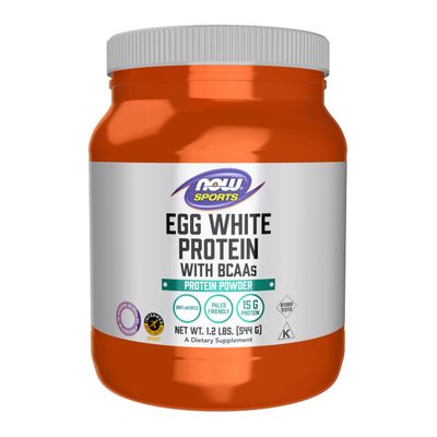 NOW Foods Sports Nutrition, Egg White Protein, 16 g With BCAAs, Unflavored Powder, 1.2-Pound