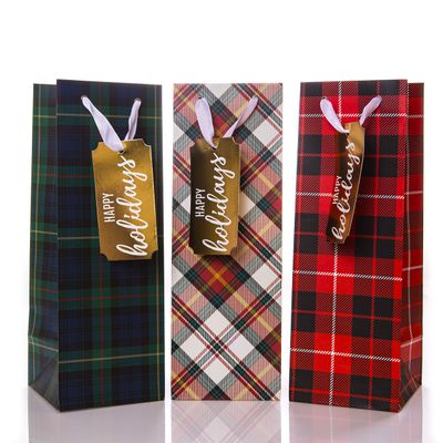 Graphique Plaid Holiday, Tall and Slim Bag for Parties, Wine