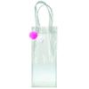 Graphique Sparkle Large Plastic Wine Bag-Fun Clear Design with Pink and White Poms, 4.5 x 10 -Perfect for Hosting Parties view 1