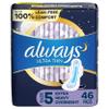 ALWAYS Ultra Thin Size 5 Extra Heavy Overnight Pads With Wings Unscented, 46 Count view 1