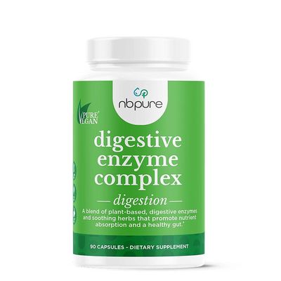 Nbpure Vegan Digestive Enzyme Complex  Daily Bloating, Gas, & Food Digestive Support for Women & Men  12 Enzymes & 3 Herbs  Lactase, Protease, Lipase, Ginger, Cinnamon, Peppermint + More
