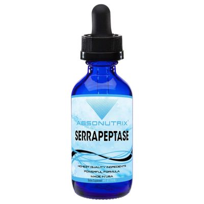 Absonutrix Serrapeptase Enzyme 583mg, 4 Fl oz, 250000 spu per Serving, 120 Servings, High Bioavailability, Quick Absorption, GMP-Certified, Non-GMO, Plant Based, Made in USA