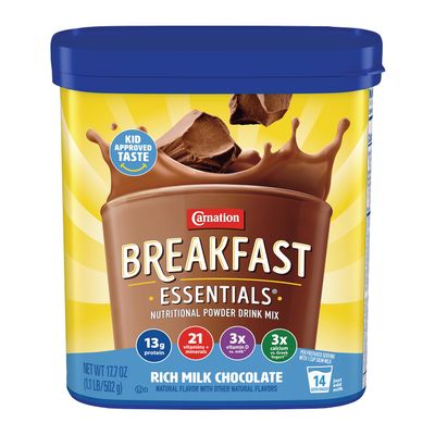Carnation Breakfast Essentials Powder Drink Mix, Rich Milk Chocolate, 17.7 Ounce Jar