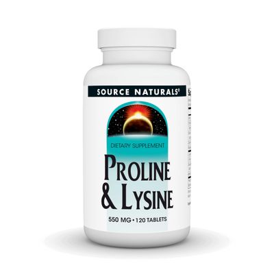 Source Naturals Proline & Lysine, 550 mg - 120 Tablets