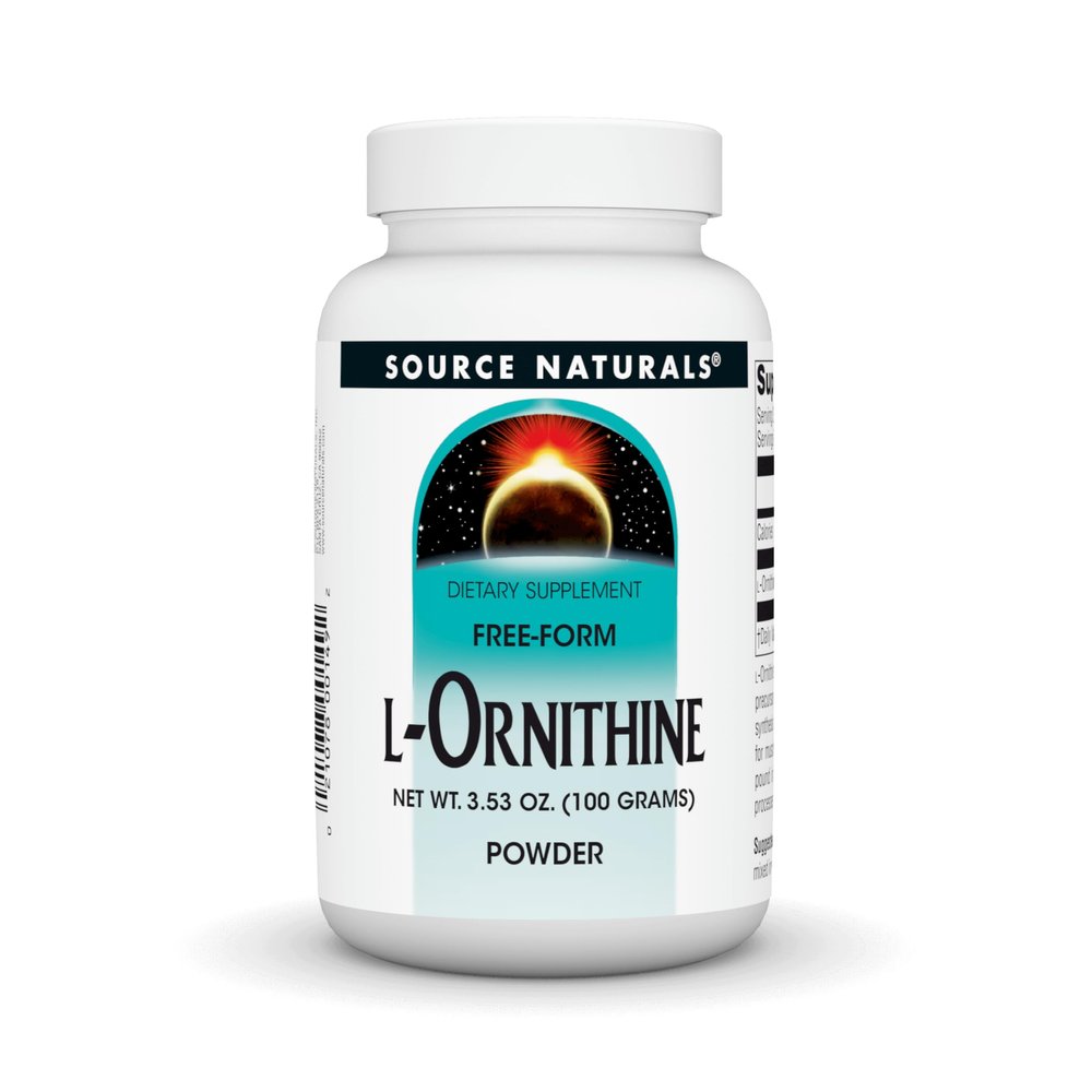 Source Naturals L-Ornithine Free Form Amino Acid Powder Supplement for Muscle Support* - 100 Grams