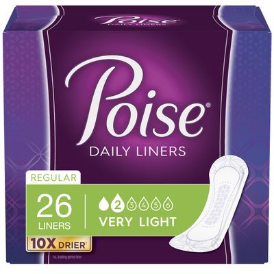Poise Incontinence Panty Liners, Very Light Absorbency, Regular Length (26 Count)
