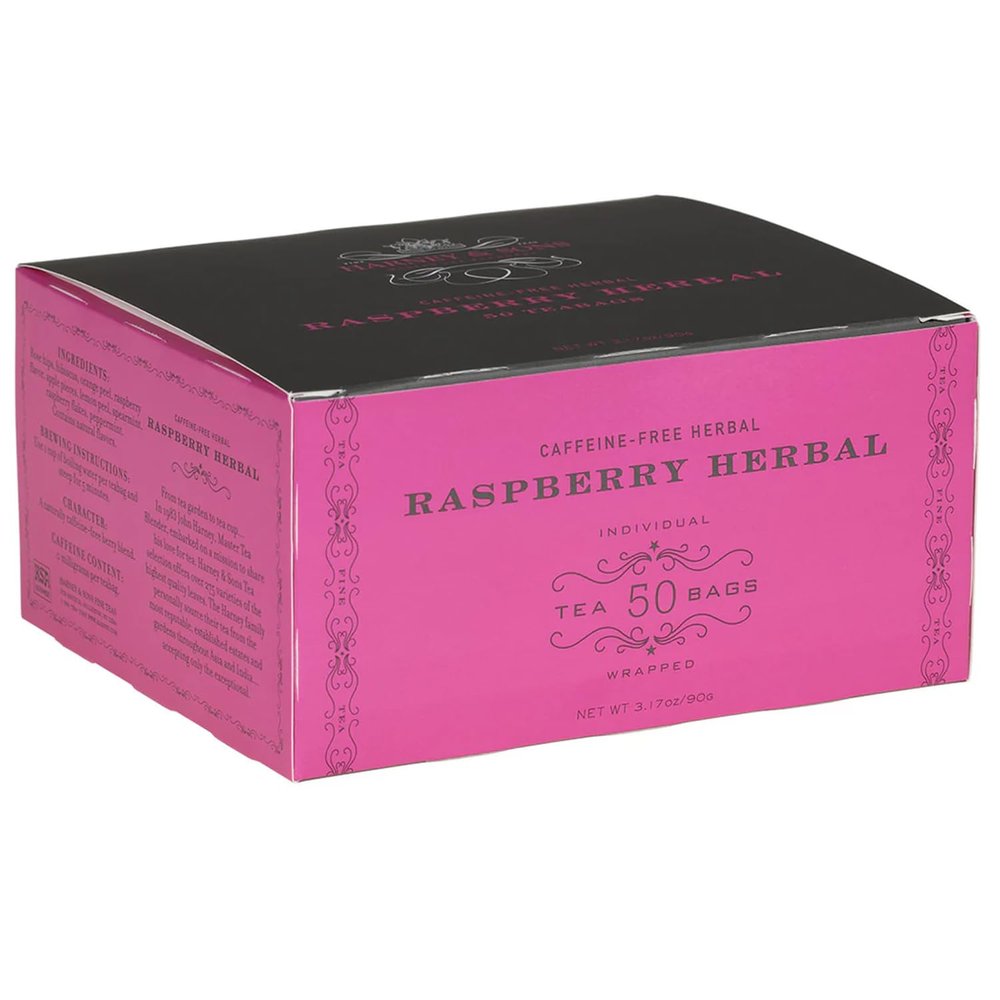 Harney & Sons Raspberry Herbal | 50 Tea Bags of Herbal Tea, Caffeine-Free
