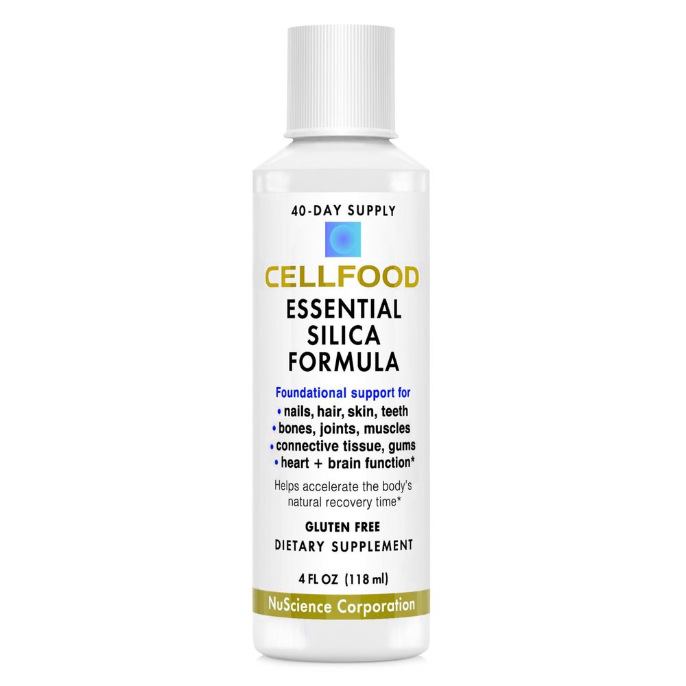 Cellfood Essential Silica Anti-Aging Formula, 4 fl oz - Supports Healthy Bones, Joints, Hair, Skin, Nails, Teeth & Gums - Easy to Absorb Liquid - Gluten Free, Thiaminase Free, Non-GMO - 40-Day Supply
