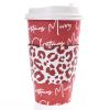 Graphique 12-Pack Disposable to Go Coffee Cups - Merry Christmas Leopard - 16 oz, with Lids - Perfect for Travel, Home, Parties and More view 1