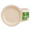 [100 COUNT]Harvest Pack PFAS FREE 9-inch Round Disposable Compostable Paper Plates, Heavy-Duty Natural Bagasse Biodegradable Dinner Plate, Large plate, From Eco-Friendly Sugarcane Plant Fibers view 1