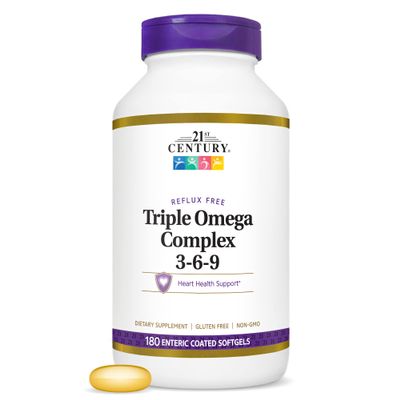 21st Century Triple Omega Complex 3 6 9 Enteric Coated Softgels, 180 Count Bottle (22875)