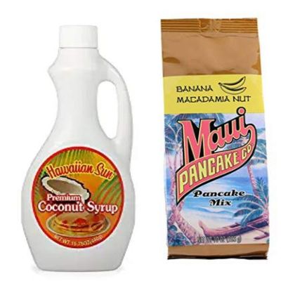 Hawaiian Sun Coconut Syrup 15.75 oz. & Maui Pancake Co. Banana Macadamia Nut Pancake Mix 10 oz