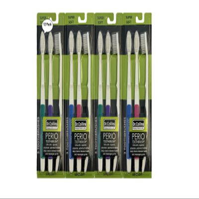 Dr. Collins Perio Toothbrush 3 Pack, (Colors Vary) (Qty. 12, Pack of 4)