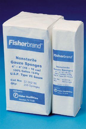 Gauze Sponges, 4'' x 4 in., 12 ply (100/pk.)