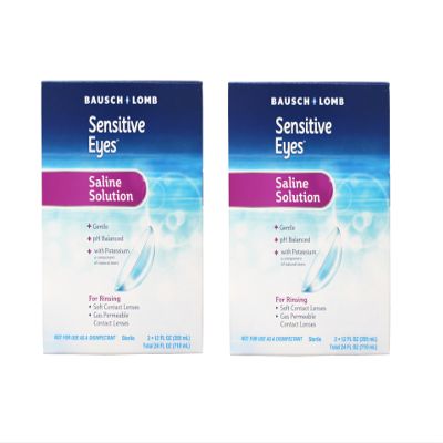 Contact Lens Solution by Bausch & Lomb, Saline Solution for Sensitive Eyes, for Soft Contact & Gas Permeable Lenses, 12 Fl Oz (Pack of 2)
