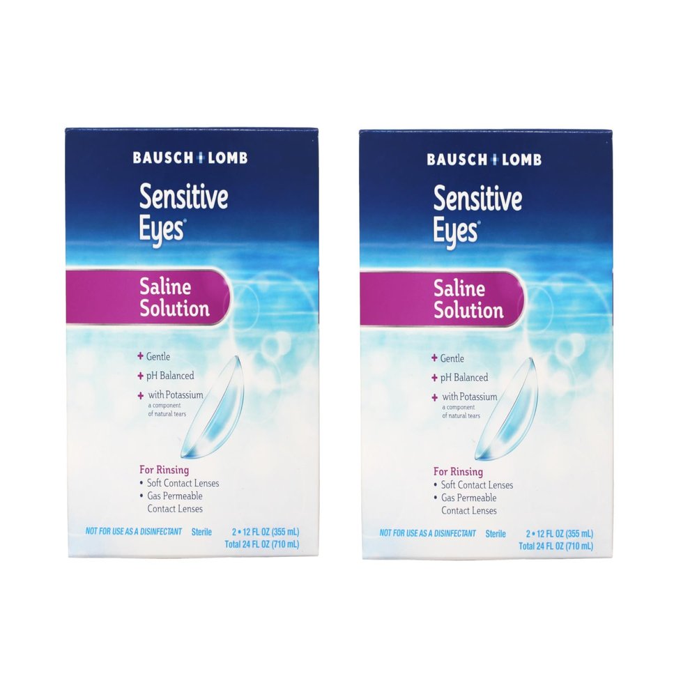 Contact Lens Solution by Bausch & Lomb, Saline Solution for Sensitive Eyes, for Soft Contact & Gas Permeable Lenses, 12 Fl Oz (Pack of 2)