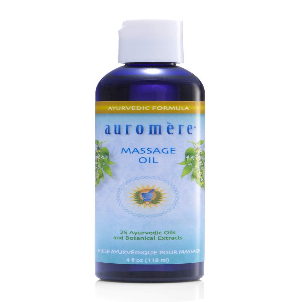 Auromere Ayurvedic Massage Oil - Vegan, Cruelty Free, Natural, Non GMO, with Cold-Pressed Sesame Oil Infused with 25 Herbal Extracts (4 fl oz), 1 Pack