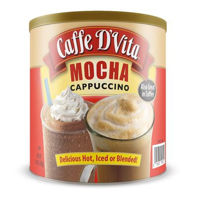 Caffe D'Vita Mocha Cappuccino Mix - Instant Cappuccino Mix, Gluten Free, No Cholesterol & Trans Fat, 99% Caffeine Free, Mocha Mix - 4 lb. can (64 oz.)