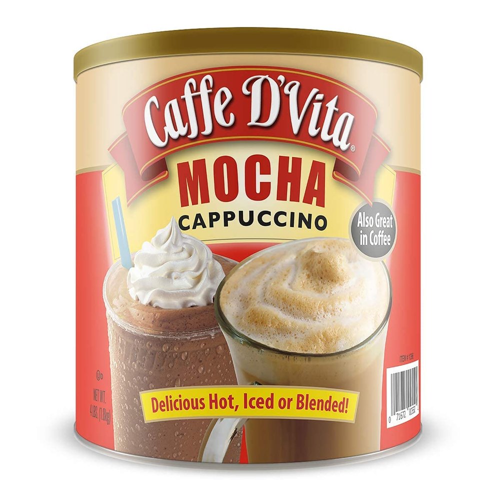 Caffe D'Vita Mocha Cappuccino Mix - Instant Cappuccino Mix, Gluten Free, No Cholesterol & Trans Fat, 99% Caffeine Free, Mocha Mix - 4 lb. can (64 oz.)