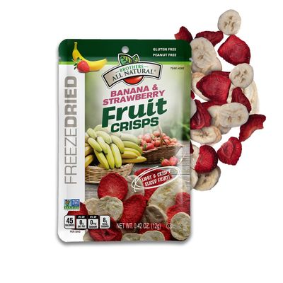 Brothers All Natural Freeze Dried Fruit Crisps, Banana Strawberry, 0.42 Oz (Pack of 24), Made with 100% Fruit, Gluten Free, Soy Free, Vegan, Healthy Snack, Lunch Box Ready