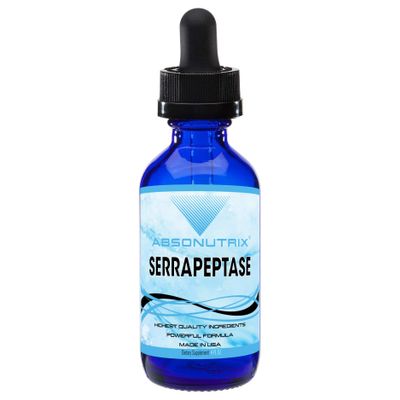 Absonutrix Serrapeptase Enzyme 583mg,125000 spu, 4 Oz Drops, 118 Servings, Made in USA, Quick Absorption, Quality Ingredients, Third-Party Tested, Non-GMO, GMP Certified, Cruelty Free Products