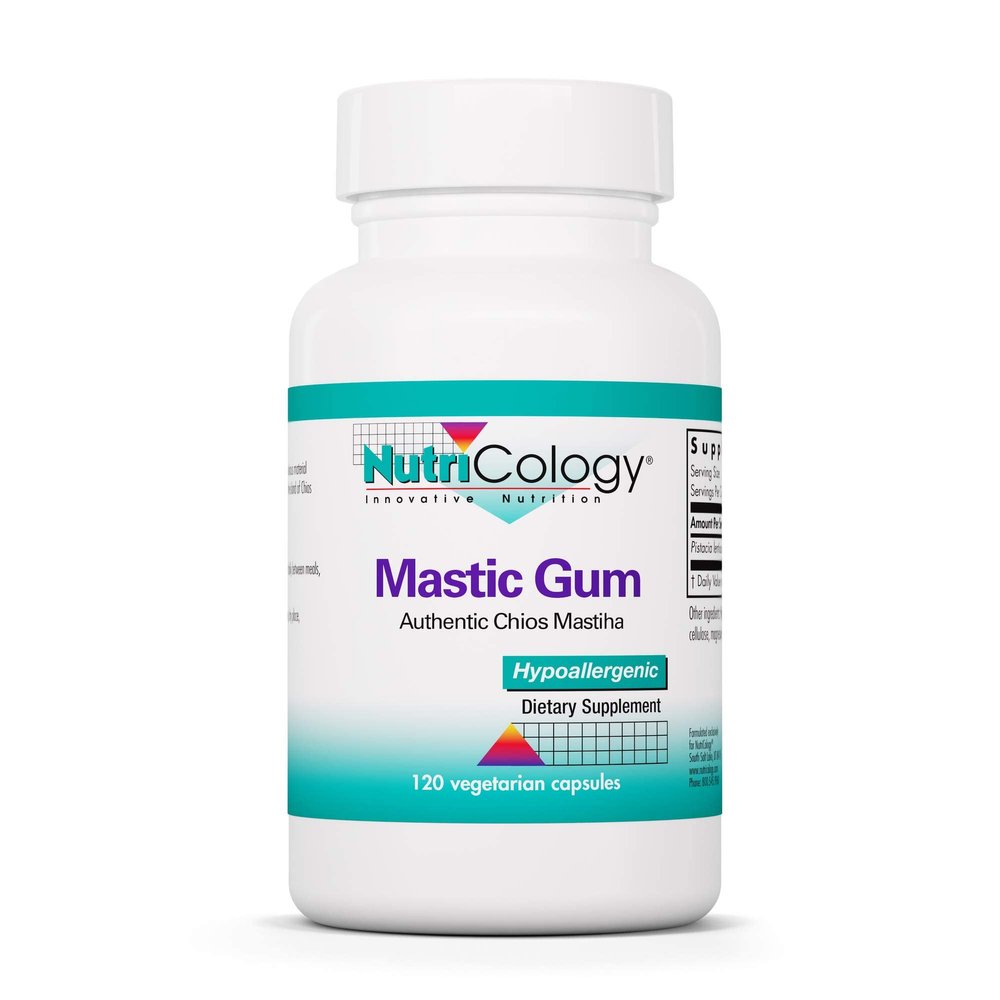 Allergy Research Group NutriCology Mastic Gum - Supports Digestive Comfort - Delivers 1000 mg Chios Mastic Gum Resin per Serving - Vegetarian & Hypoallergenic - 60 Servings - 120 Capsules