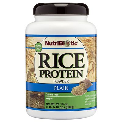 NutriBiotic Plain Rice Protein, 1 Lb 5 oz (600g) - Low Carb, Keto-Friendly, Vegan, Raw Protein Powder - Grown & Processed Without Chemicals, GMOs or Gluten - Easy to Digest & Nutrient-Rich
