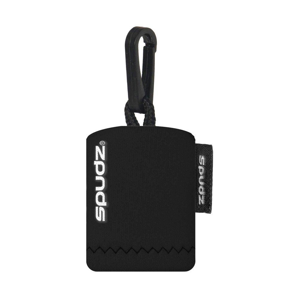 SPUDZ Classic Microfiber Lens Cleaner  Clip-On Pouch, Washable  for Binoculars, Scopes, Glasses, Screens | Black, 6 x 6 Inch