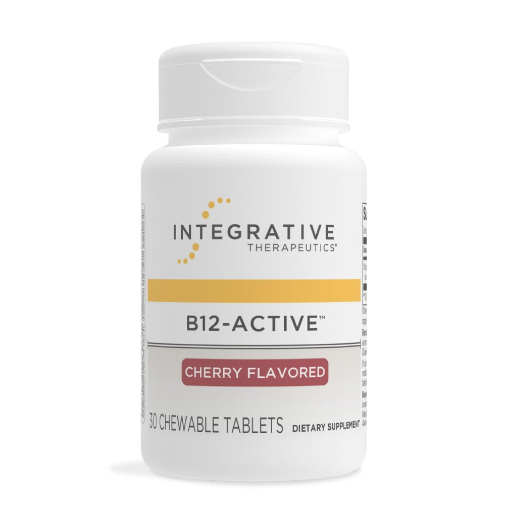 Integrative Therapeutics B12-Active - B12 Supplement for Nerve Function Support* - Chewable Support - Dairy, Soy & Gluten-Free - Cherry Flavored, 30 Chewable Tablets (30 Servings)