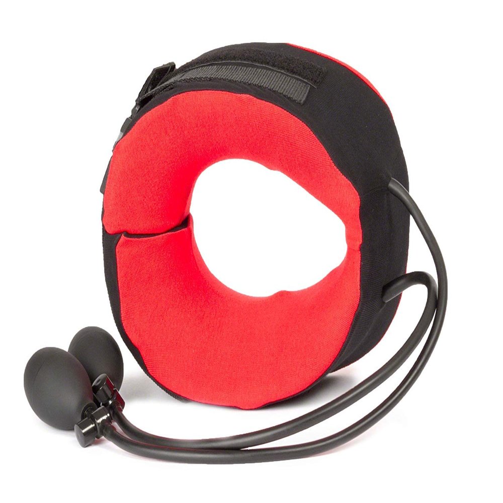 Body Sport TracCollar Cervical Neck Traction Device, Small/Medium, Fits 14 to 16 Neck Size Release Pressure for Neck Pain Relief Inflatable Neck Stretcher with 2 Hand Pump System