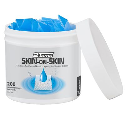 2Toms Skin-On-Skin Hydrogel Squares for Blisters, Chafing, Stings, Irritations, and Pain Relief, 200 1-Inch Squares