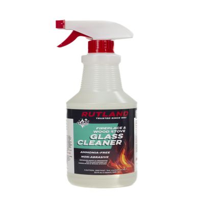 Rutland Fireplace Glass and Hearth Cleaner for High Temperature Glass, Wood Stove Cast Iron, Steel, Fireplace Grates & Screens - Ammonia-Free Cleaning Solution for Soot - Made in USA, 32 oz