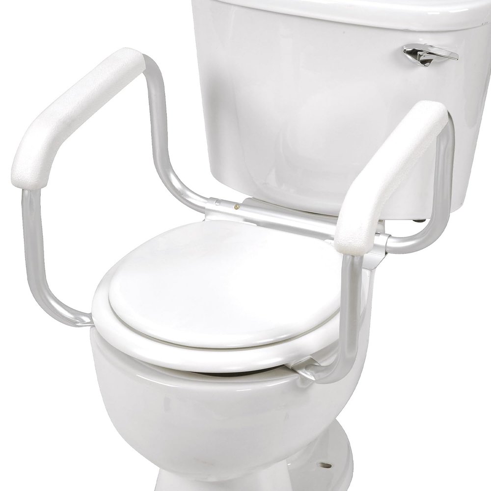 DMI Toilet Safety Rails Toilet Handles for The Elderly Toilet Safety Handrails Frame Easy Assembly with no Tools, White