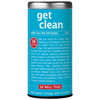 The Republic of Tea Get Clean No. 7 Red Tea, 36 Tea Bags, Herbal Blend, Caffeine Free, Gluten Free