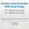 Bobrick Straight Grab Bar, 42 Inches, 1-1/2 Inch Diameter, ADA Compliant, Satin-Finish Stainless Steel, Slip-Resistant Surface for Bath, Shower, Toilet Safety, Concealed Mounting Flanges view 2