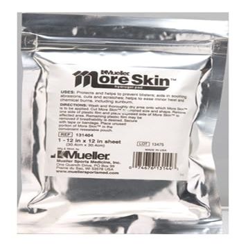 Mueller More Skin Hydrogel Dressing, Non-Medicated, Non-Sterile 12" x 12" Sheet, Absorbs Wound Secretions, Doesn't Stick to Skin, Use to Cover Burns, Blisters and Rashes
