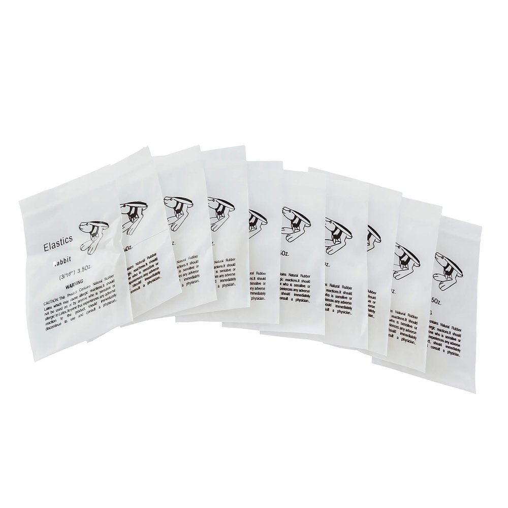 10 Packs Dental Orthodontics 3-1/2 Oz Force Clear Elastics Rubber Bands 3/16" Rabbit 1000pcs