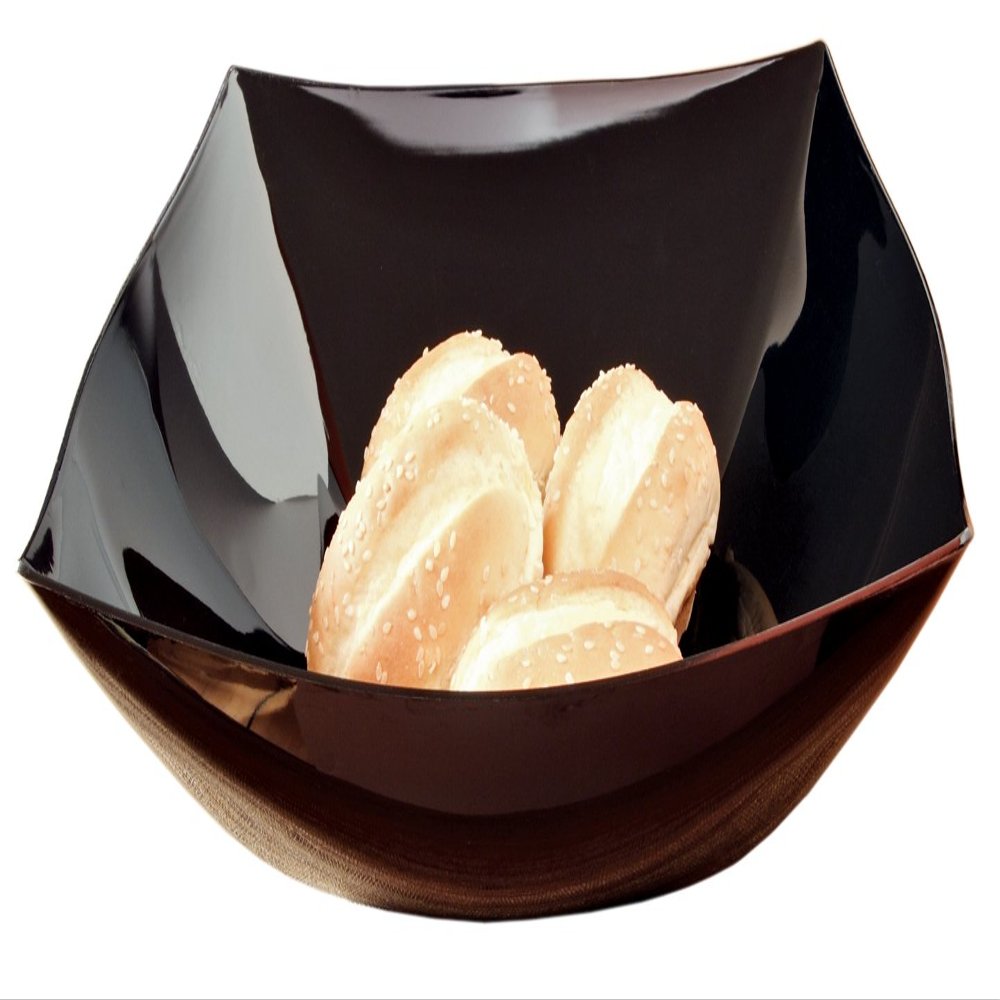 128 OZ. SQUARE, BLACK, HEAVY DUTY DISPOSABLE PLASTIC SERVING SALAD BOWLS 25/CS