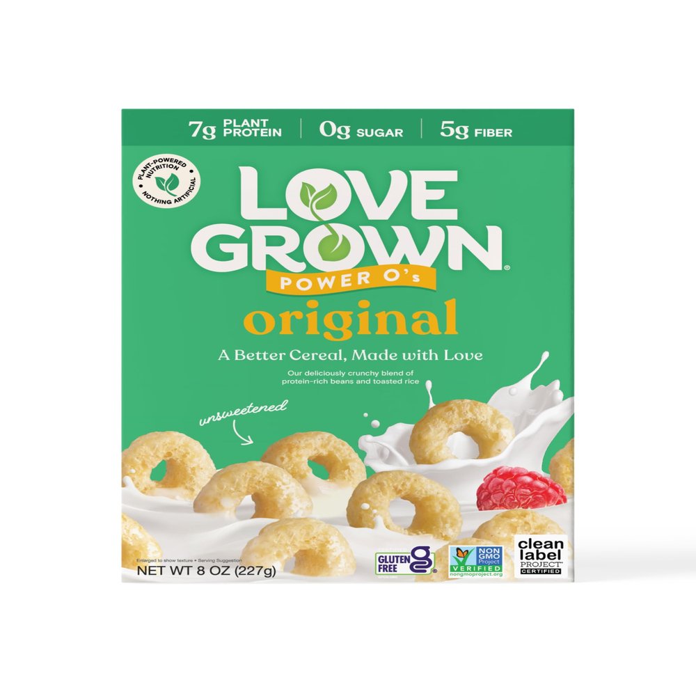 Love Grown Power Os Original High Protein Gluten-Free Cereal - Vegan, Certified Non-GMO, 0g Added Sugar, High Fiber, Seed-Oil Free - Plant-Based Ingredients, Wholesome Breakfast Cereal - 6 Pack, 8 oz