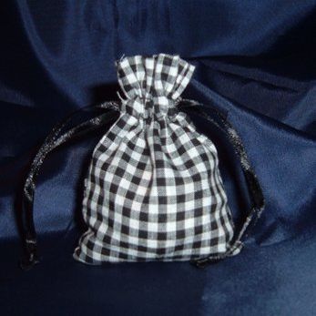 Bridescove 3x4 Cotton Gingham Wedding Favor Gift Bags/Pouches - Black (10 Bags)