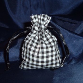 Bridescove 3x4 Cotton Gingham Wedding Favor Gift Bags/Pouches - Black (10 Bags)